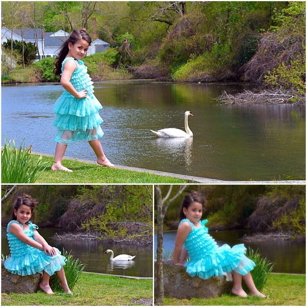 Turquoise ruffled dress